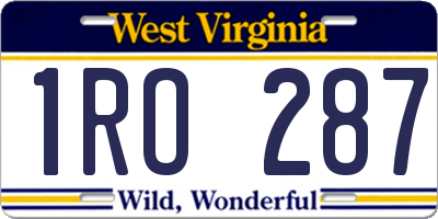 WV license plate 1RO287