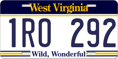 WV license plate 1RO292