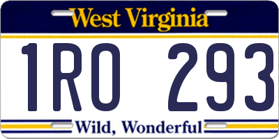 WV license plate 1RO293