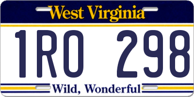 WV license plate 1RO298