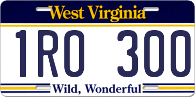 WV license plate 1RO300