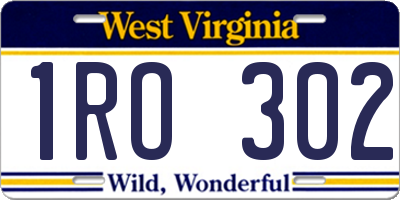 WV license plate 1RO302