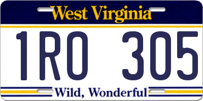 WV license plate 1RO305
