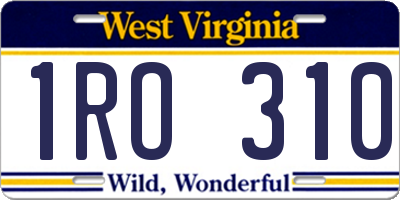 WV license plate 1RO310