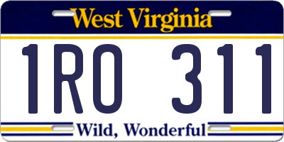 WV license plate 1RO311