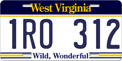 WV license plate 1RO312
