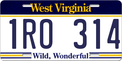 WV license plate 1RO314