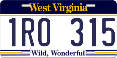WV license plate 1RO315