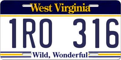 WV license plate 1RO316