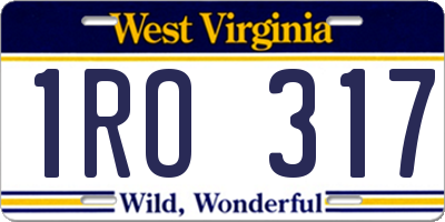 WV license plate 1RO317