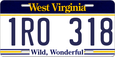 WV license plate 1RO318