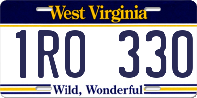 WV license plate 1RO330