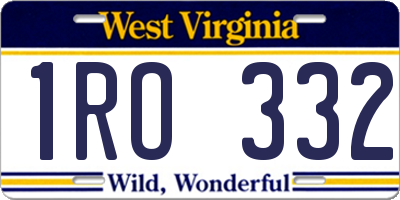 WV license plate 1RO332