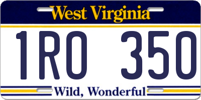 WV license plate 1RO350