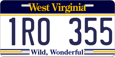 WV license plate 1RO355