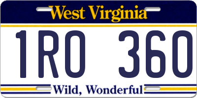 WV license plate 1RO360