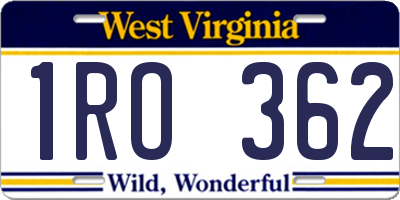 WV license plate 1RO362