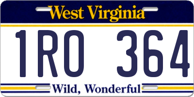 WV license plate 1RO364