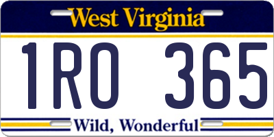 WV license plate 1RO365