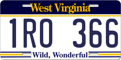 WV license plate 1RO366