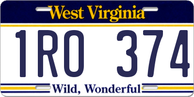 WV license plate 1RO374