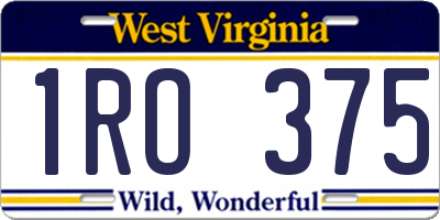 WV license plate 1RO375