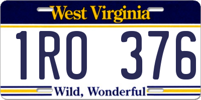 WV license plate 1RO376