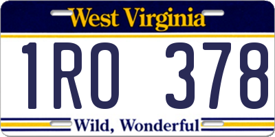 WV license plate 1RO378