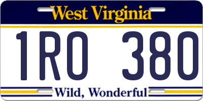 WV license plate 1RO380
