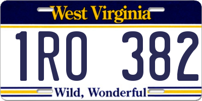 WV license plate 1RO382