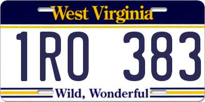 WV license plate 1RO383