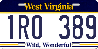 WV license plate 1RO389