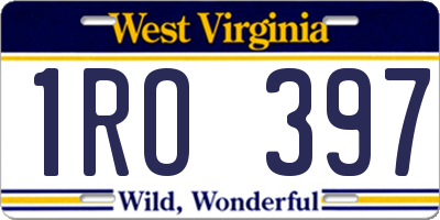 WV license plate 1RO397