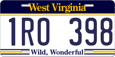 WV license plate 1RO398