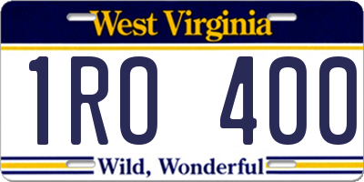 WV license plate 1RO400