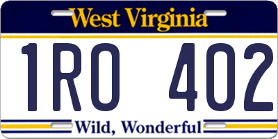WV license plate 1RO402