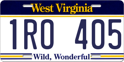 WV license plate 1RO405