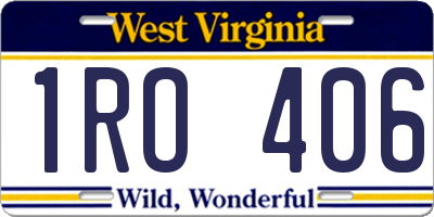 WV license plate 1RO406