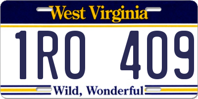 WV license plate 1RO409