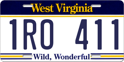 WV license plate 1RO411