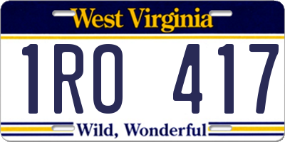 WV license plate 1RO417
