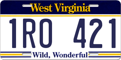WV license plate 1RO421