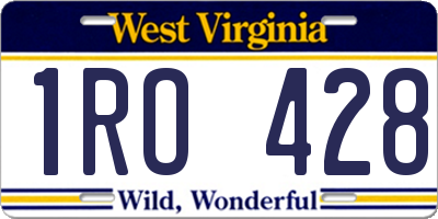 WV license plate 1RO428
