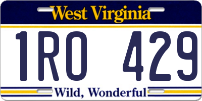 WV license plate 1RO429