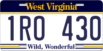 WV license plate 1RO430