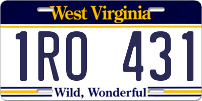 WV license plate 1RO431