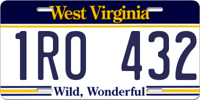 WV license plate 1RO432