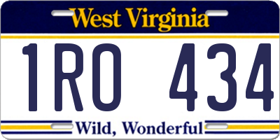 WV license plate 1RO434