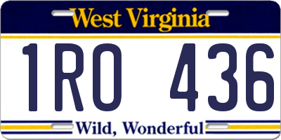 WV license plate 1RO436