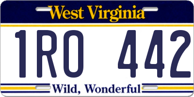 WV license plate 1RO442